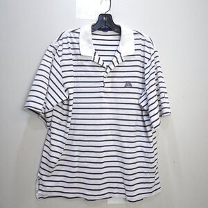 Polo Golf Ralph Lauren Shirt Mens Large White Blue Sports Cotton Striped Pony L